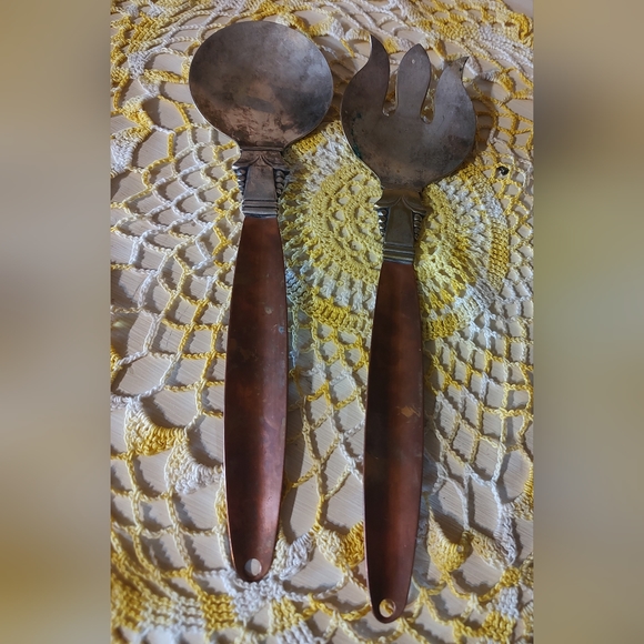 Vintage Design Vintage Gothic Copper And Silver Salad Serving